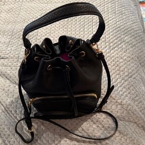 Prada rare and chic Black Leather cross body Bucket Bag/ not tessuto !